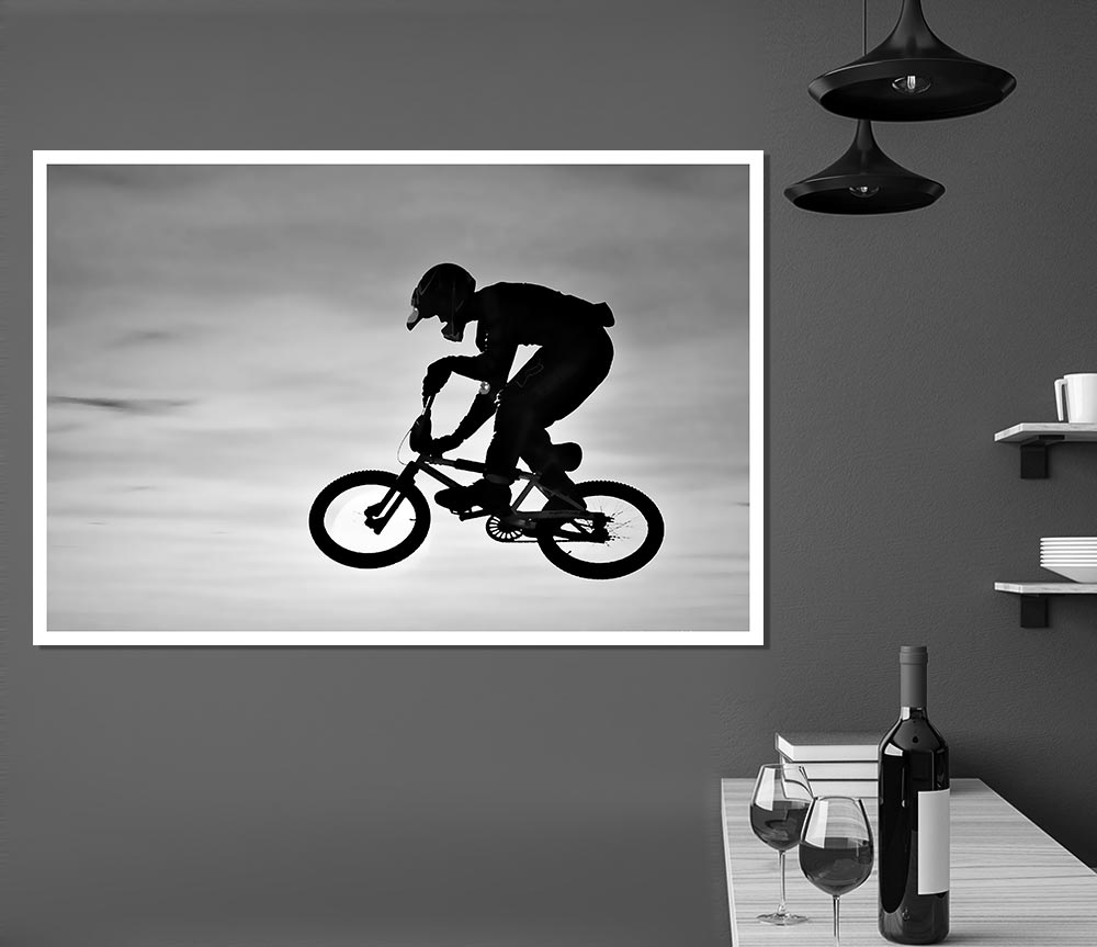 Bmx Jump B N W Print Poster Wall Art