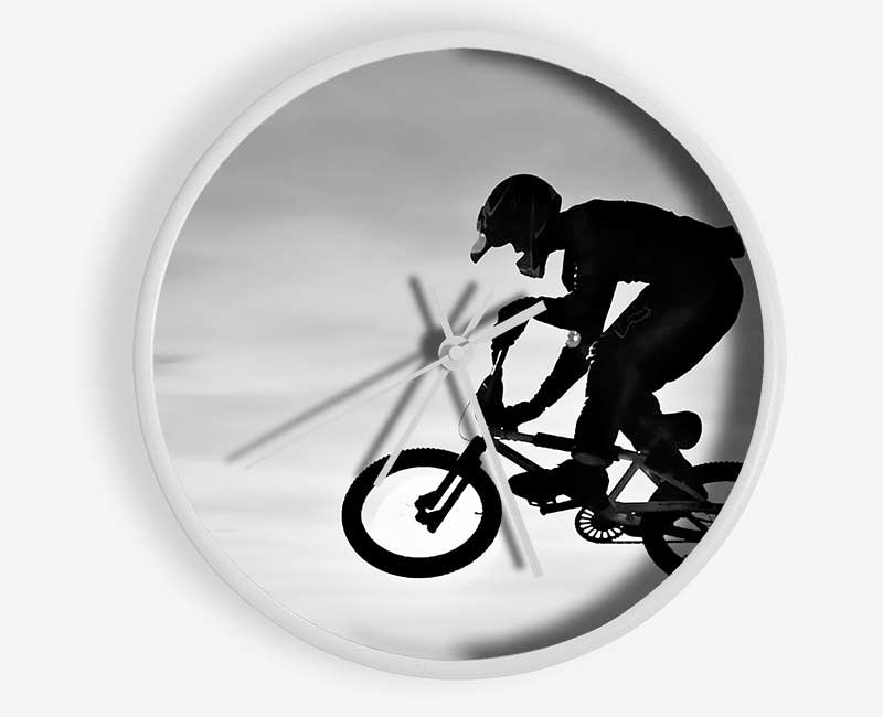 BMX Jump B n W Clock - Wallart-Direct UK