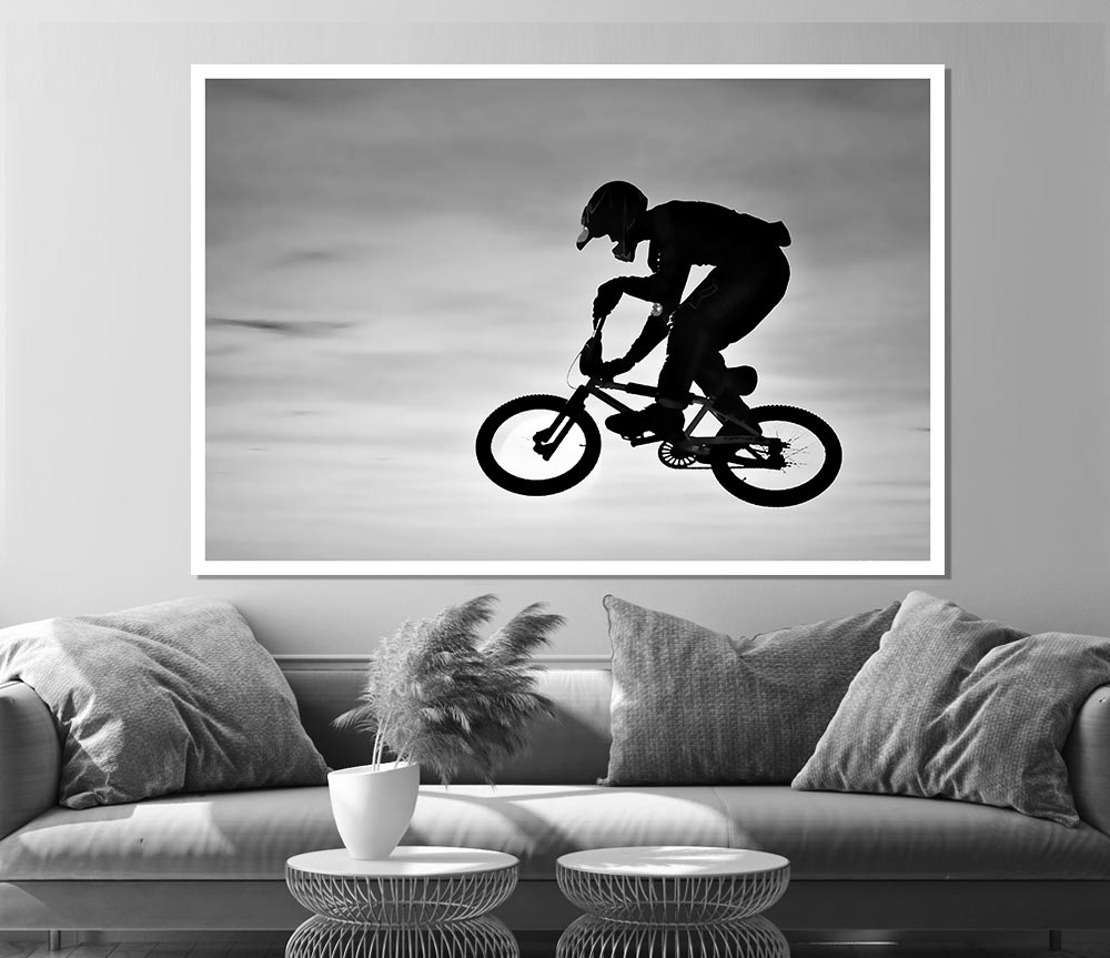 Bmx Jump B N W Print Poster Wall Art