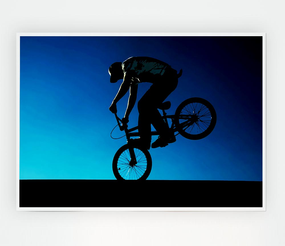 Bmx Front Wheelie Print Poster Wall Art