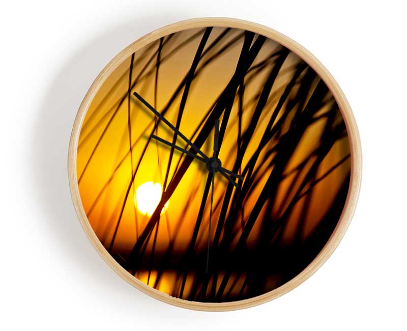 Golden Sun Through The Reeds Clock - Wallart-Direct UK