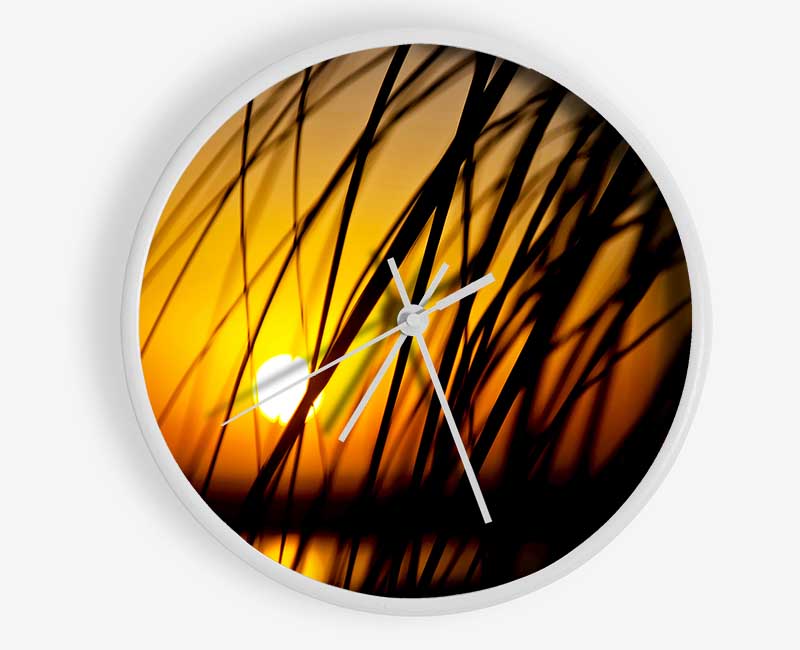 Golden Sun Through The Reeds Clock - Wallart-Direct UK