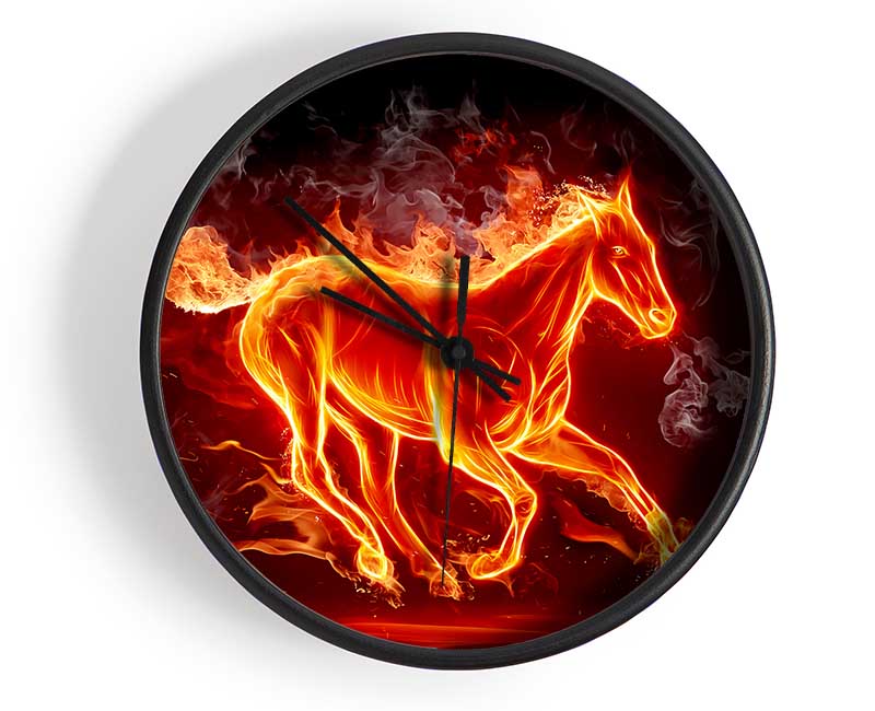 Horse Of Flames Clock - Wallart-Direct UK