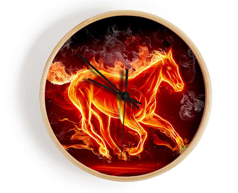 Horse Of Flames Clock - Wallart-Direct UK