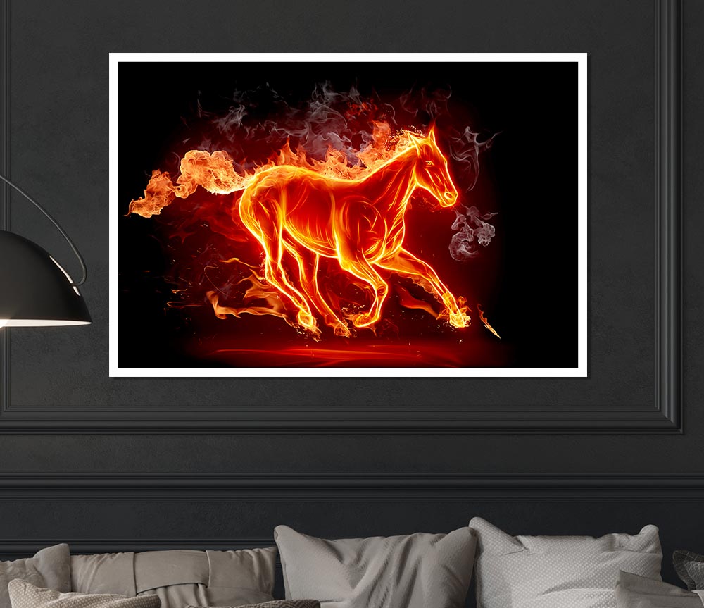 Horse Of Flames Print Poster Wall Art