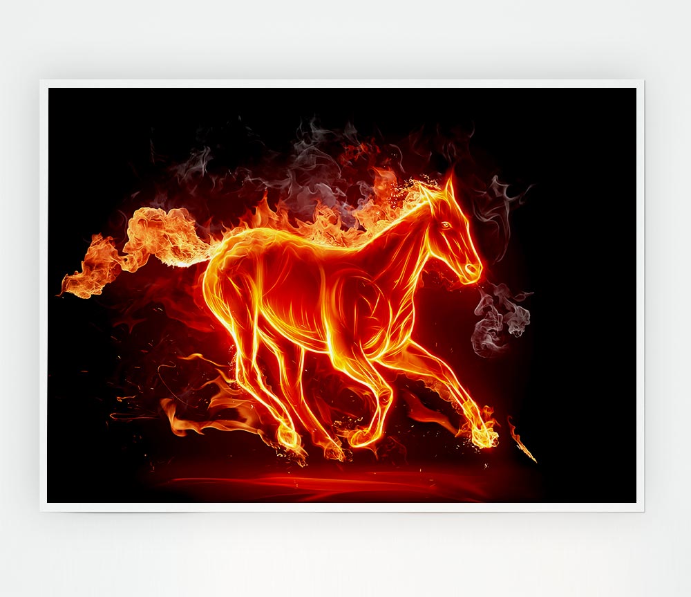 Horse Of Flames Print Poster Wall Art