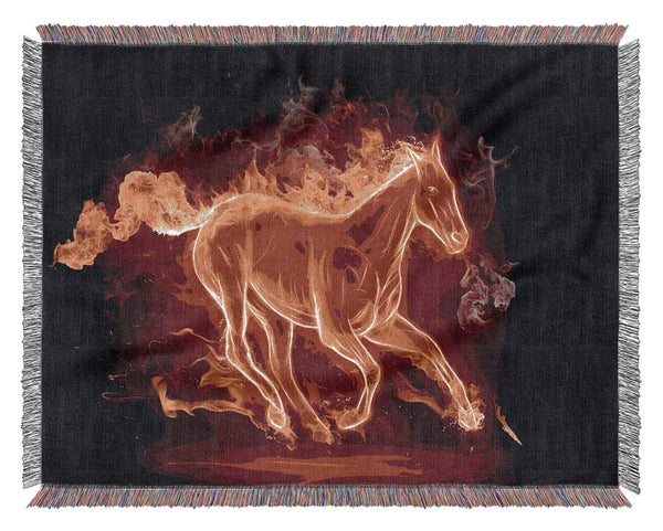 Horse Of Flames Woven Blanket