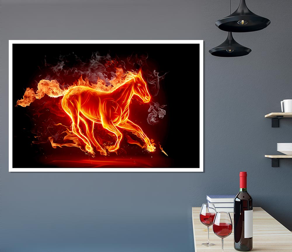 Horse Of Flames Print Poster Wall Art