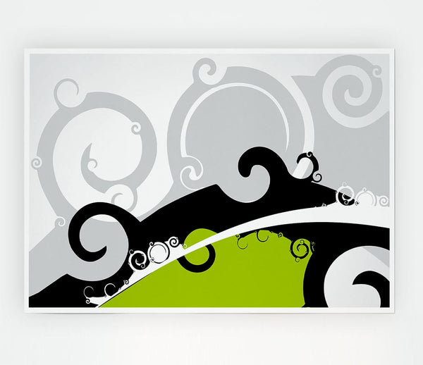 The Green Grey Wave Print Poster Wall Art