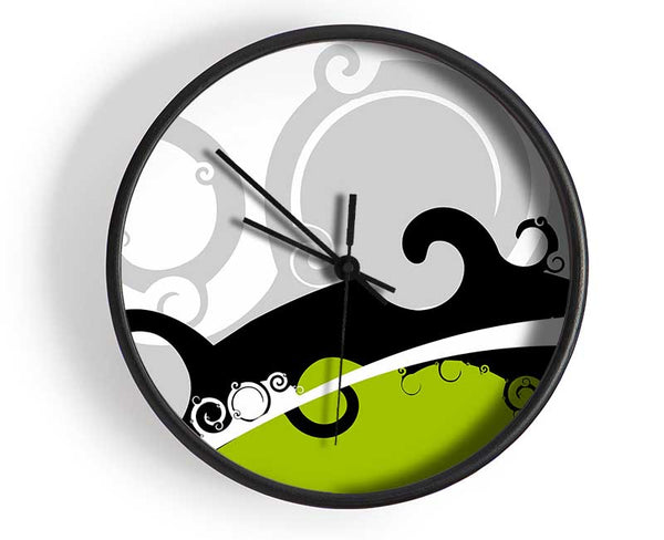 The Green Grey Wave Clock - Wallart-Direct UK