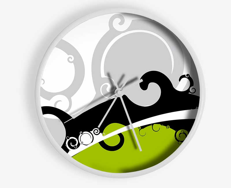 The Green Grey Wave Clock - Wallart-Direct UK