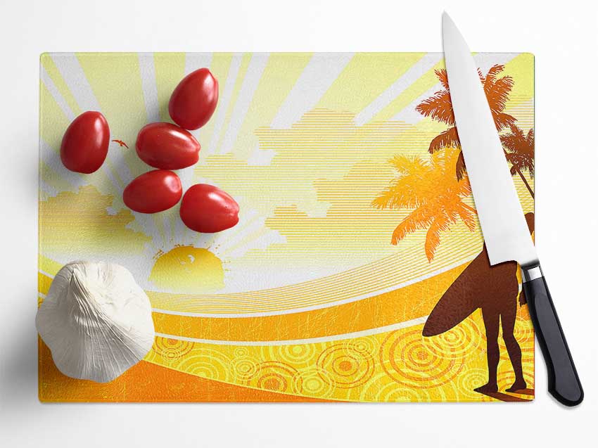 Sunshine Surfer Glass Chopping Board