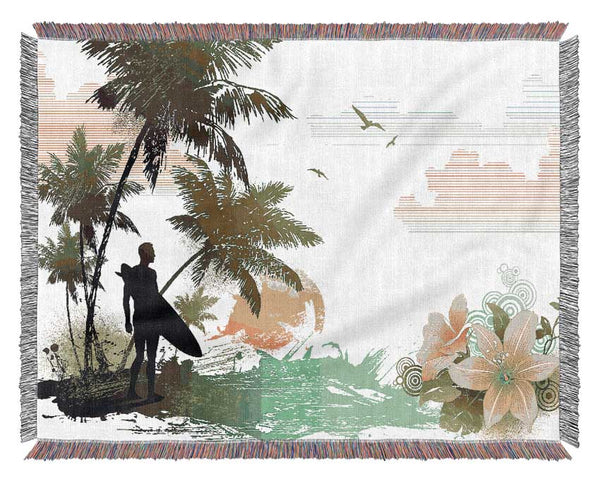 Surfer Flowers Woven Blanket