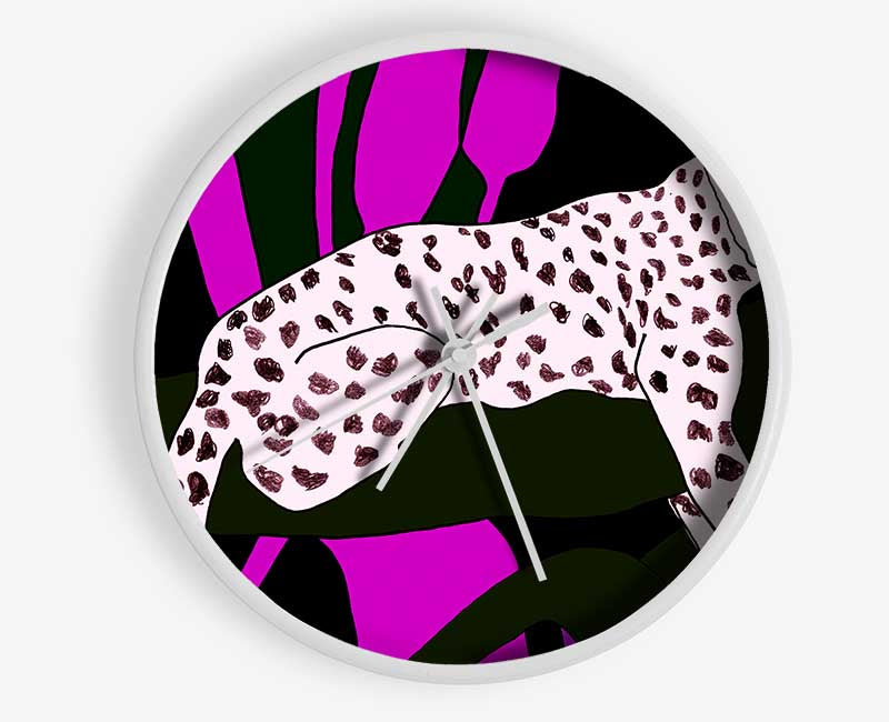 Pink Leopard Spots Clock - Wallart-Direct UK