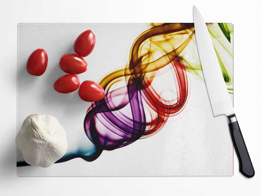 Rainbow Smoke Coil Glass Chopping Board