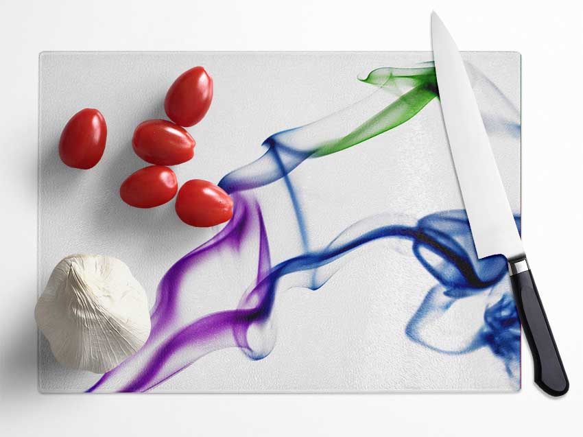 Multi-Coloured Smoke Glass Chopping Board