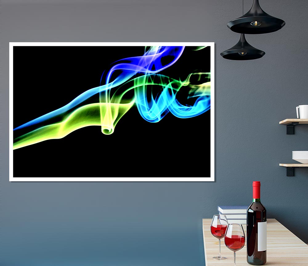 Vibrant Smoke Trail On Black Print Poster Wall Art