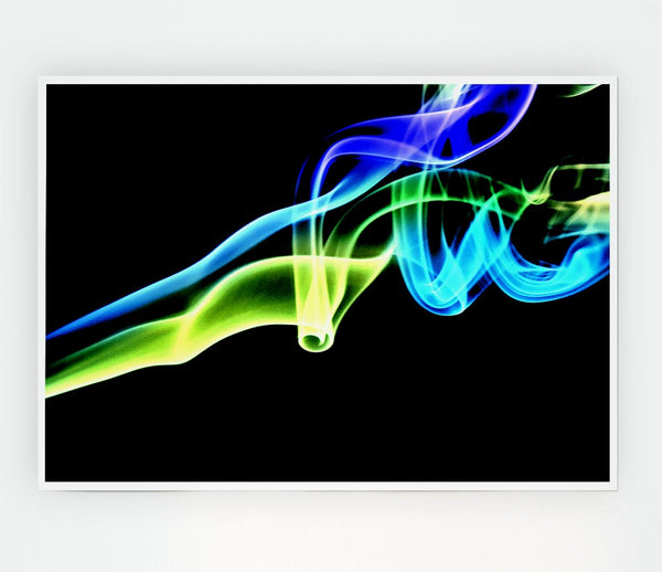 Vibrant Smoke Trail On Black Print Poster Wall Art