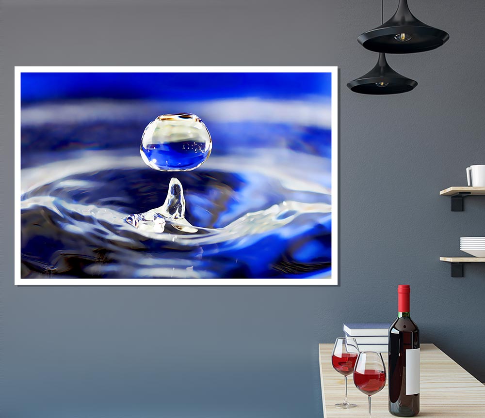 Blue Water Droplet Print Poster Wall Art