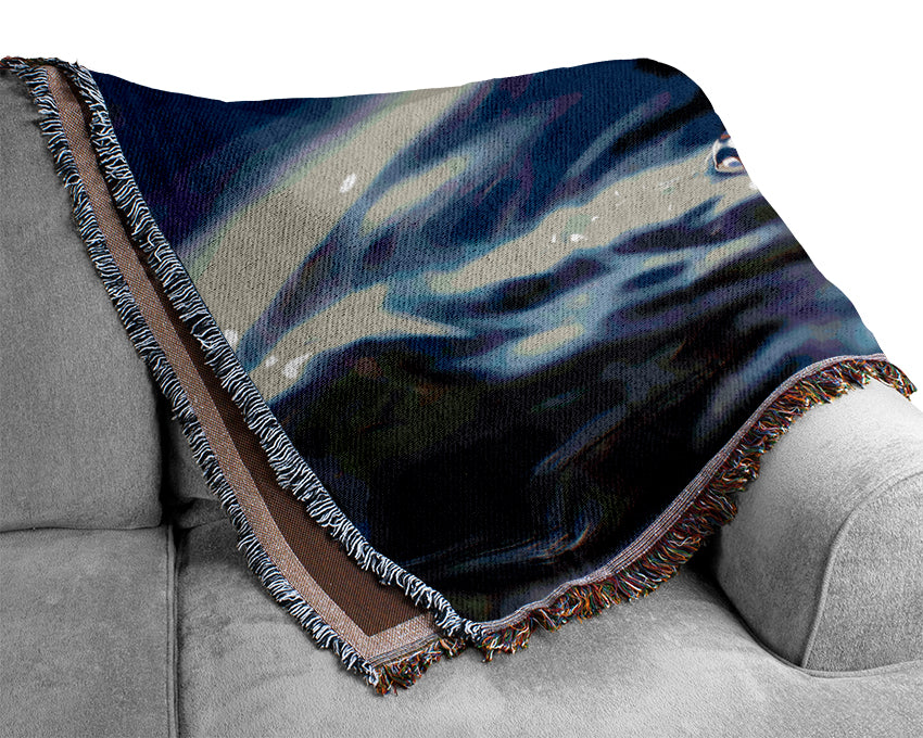 Blue Water Droplet Woven Blanket