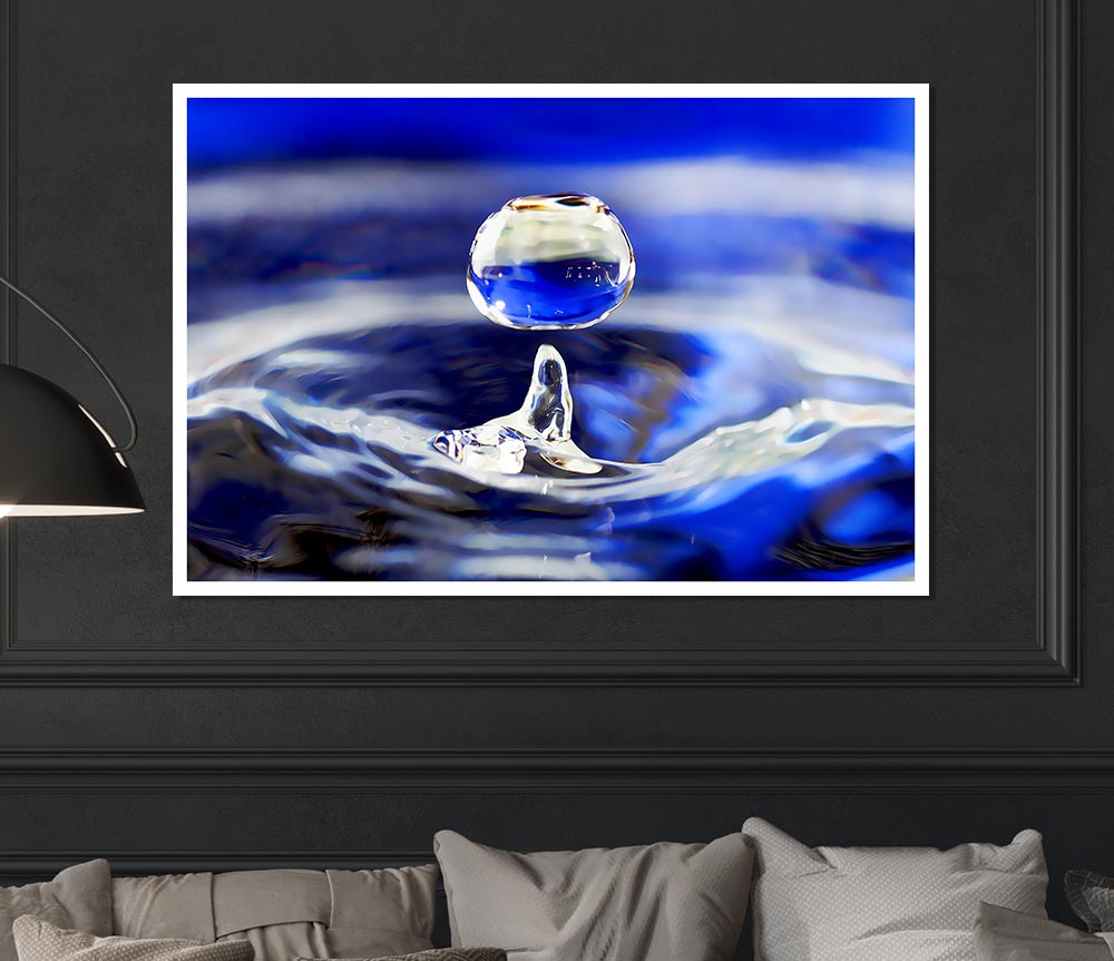 Blue Water Droplet Print Poster Wall Art