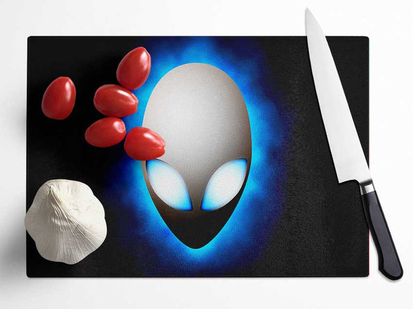 Alien Face Blue Glass Chopping Board