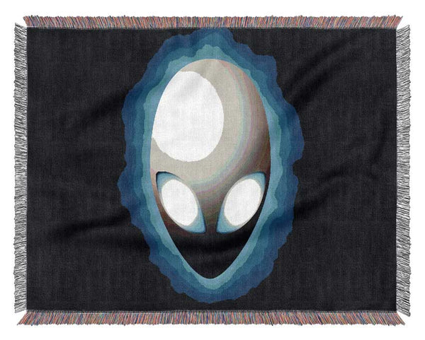 Alien Face Blue Woven Blanket