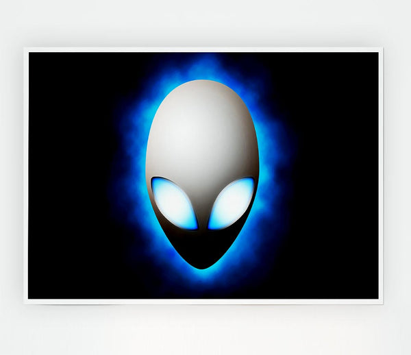 Alien Face Blue Print Poster Wall Art