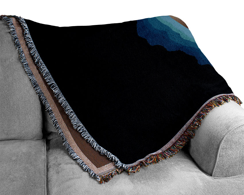 Alien Face Blue Woven Blanket