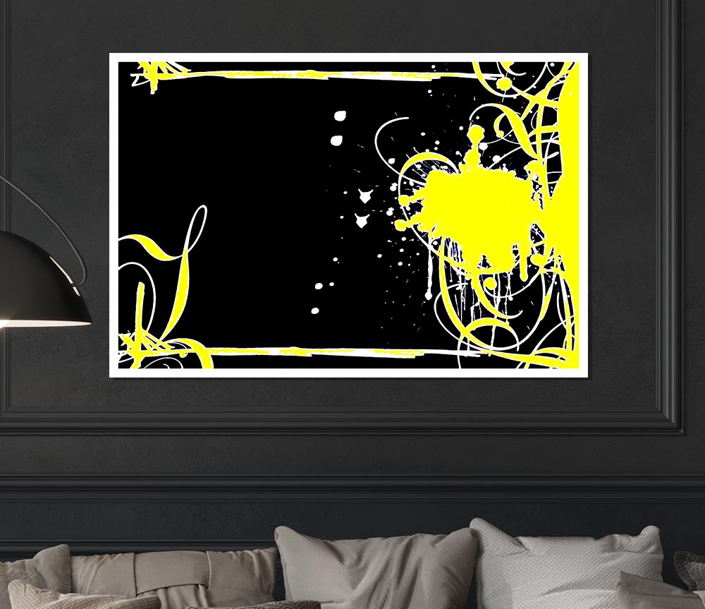 Yellow On Black Print Poster Wall Art