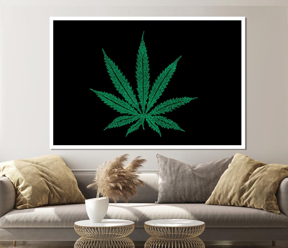 Ganja Leaf Print Poster Wall Art