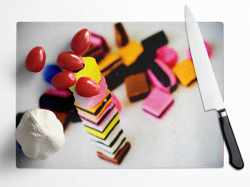 Liquorice Allsorts Stack Glass Chopping Board