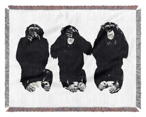 Speak No Evil See No Evil Hear No Evil Woven Blanket