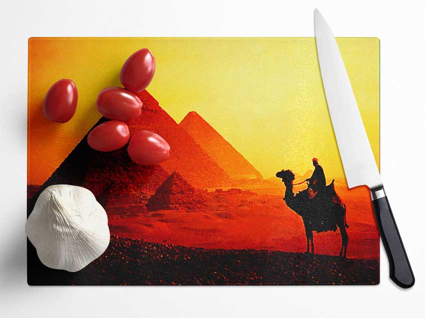 Camel Pyramid Ride Glass Chopping Board