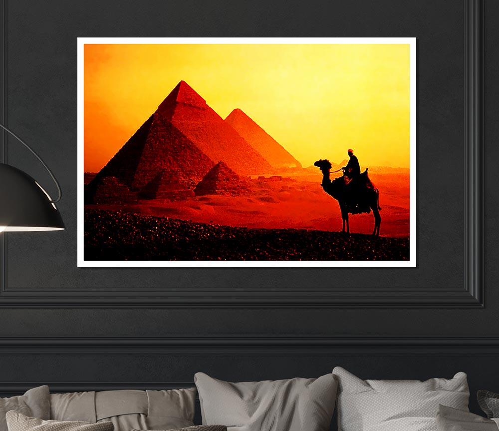 Camel Pyramid Ride Print Poster Wall Art