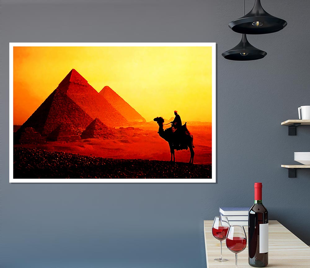 Camel Pyramid Ride Print Poster Wall Art