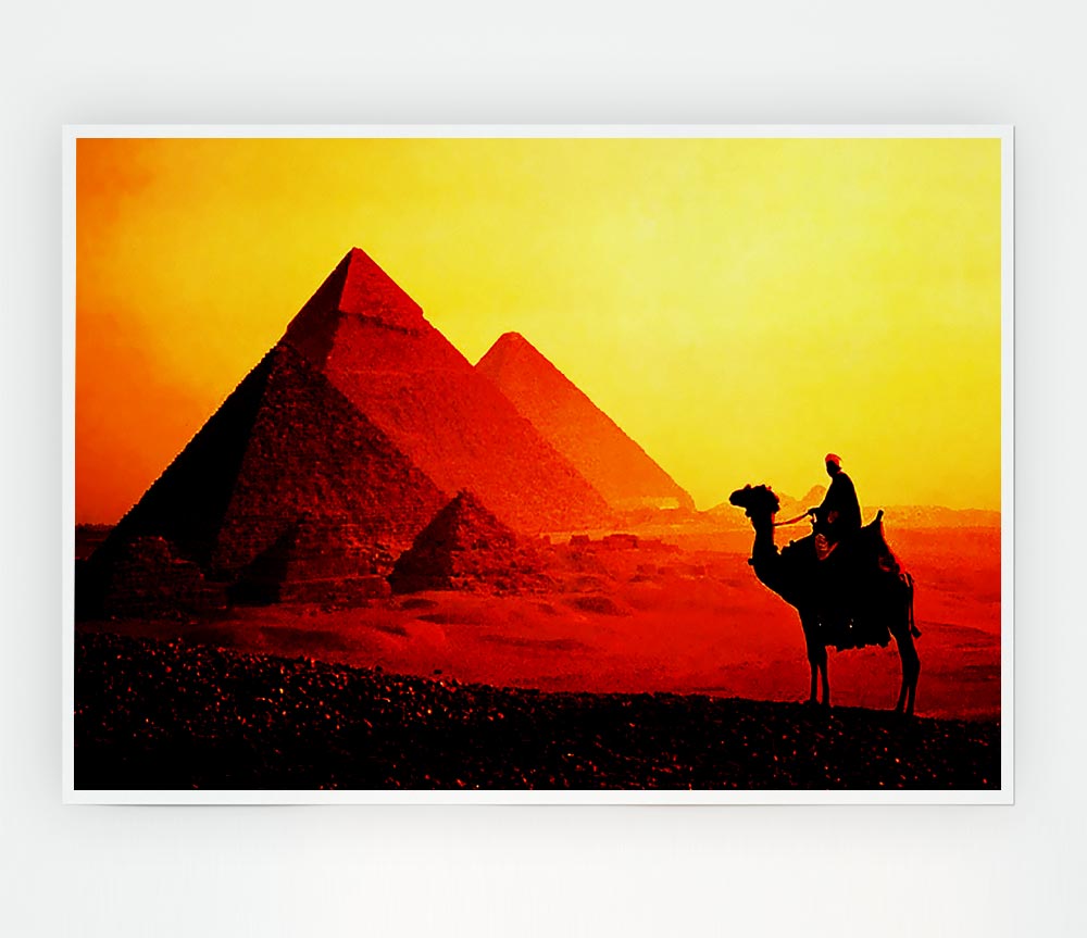 Camel Pyramid Ride Print Poster Wall Art