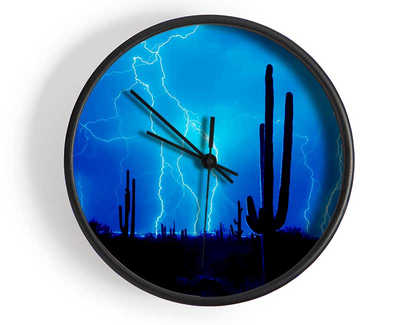 Blue Lightning Storm Clock - Wallart-Direct UK