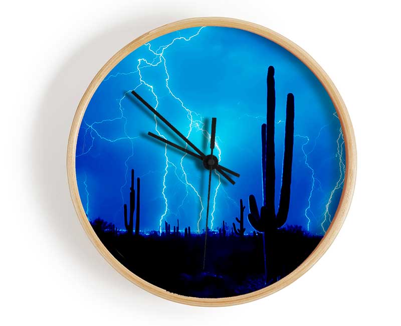 Blue Lightning Storm Clock - Wallart-Direct UK