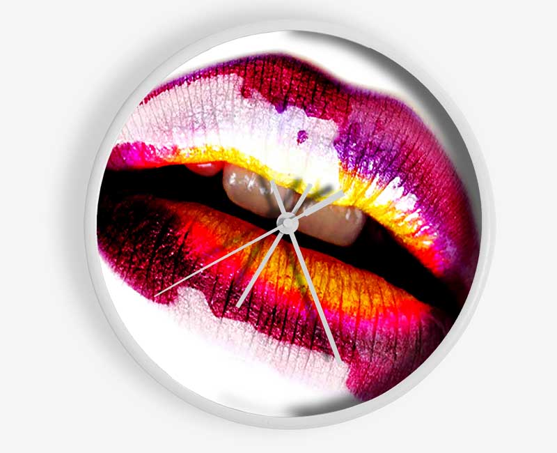 Pink Gloss Lips Clock - Wallart-Direct UK