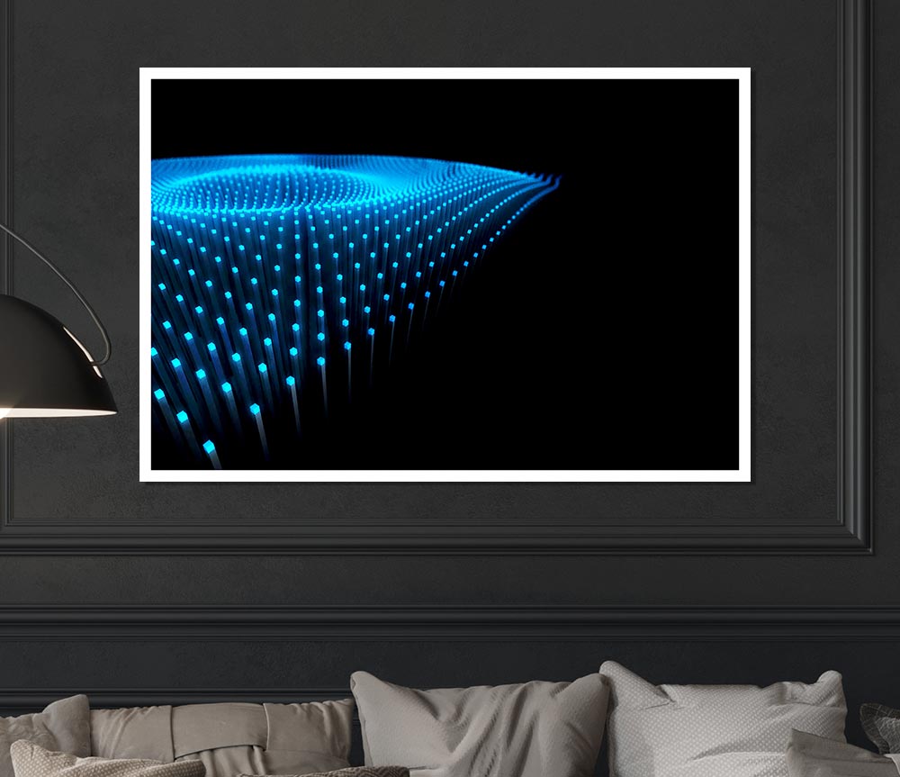 Blue Fairy Lights Print Poster Wall Art