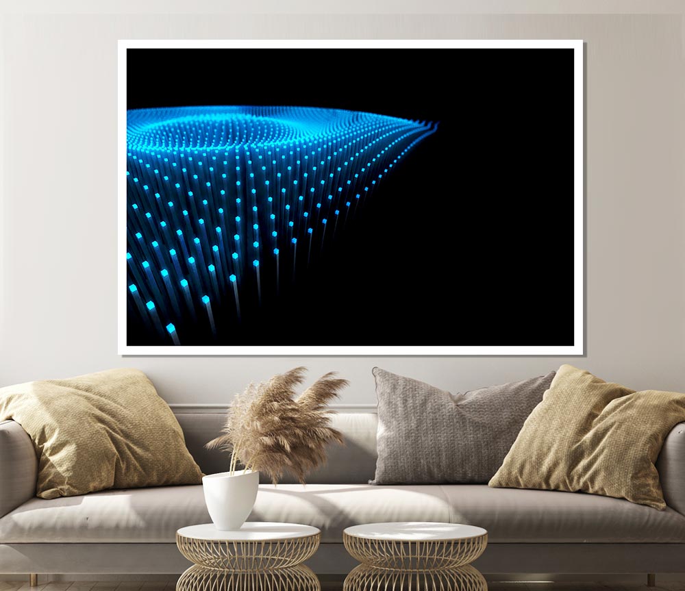 Blue Fairy Lights Print Poster Wall Art