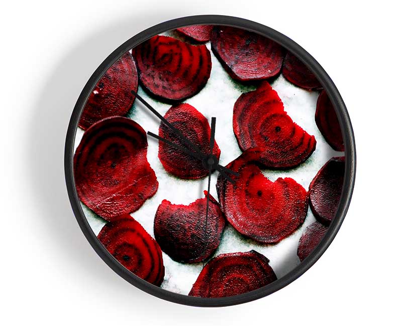 Red Beetroot Slices Clock - Wallart-Direct UK