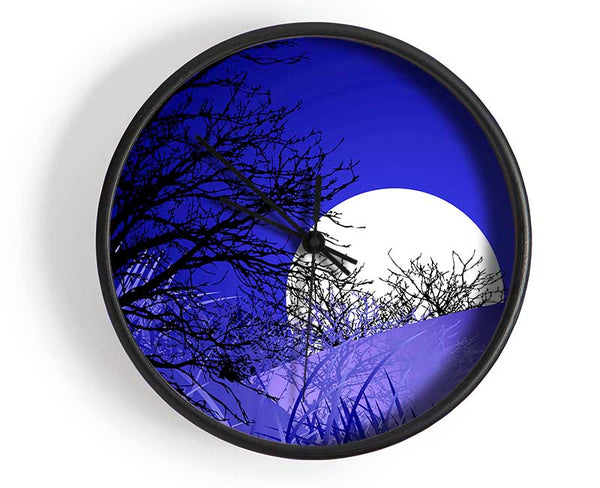 Purple Moonlit Landscape Clock - Wallart-Direct UK