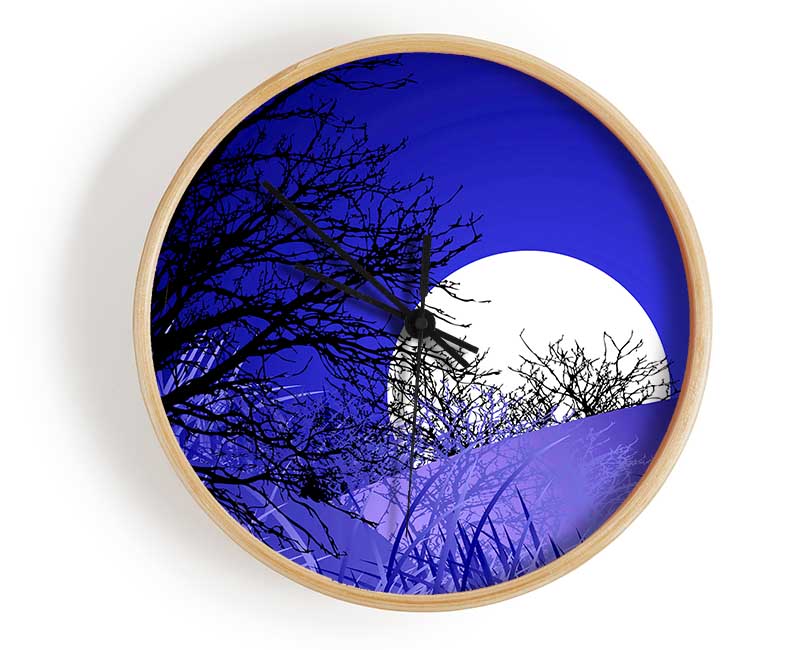 Purple Moonlit Landscape Clock - Wallart-Direct UK