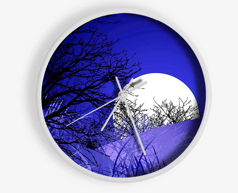 Purple Moonlit Landscape Clock - Wallart-Direct UK