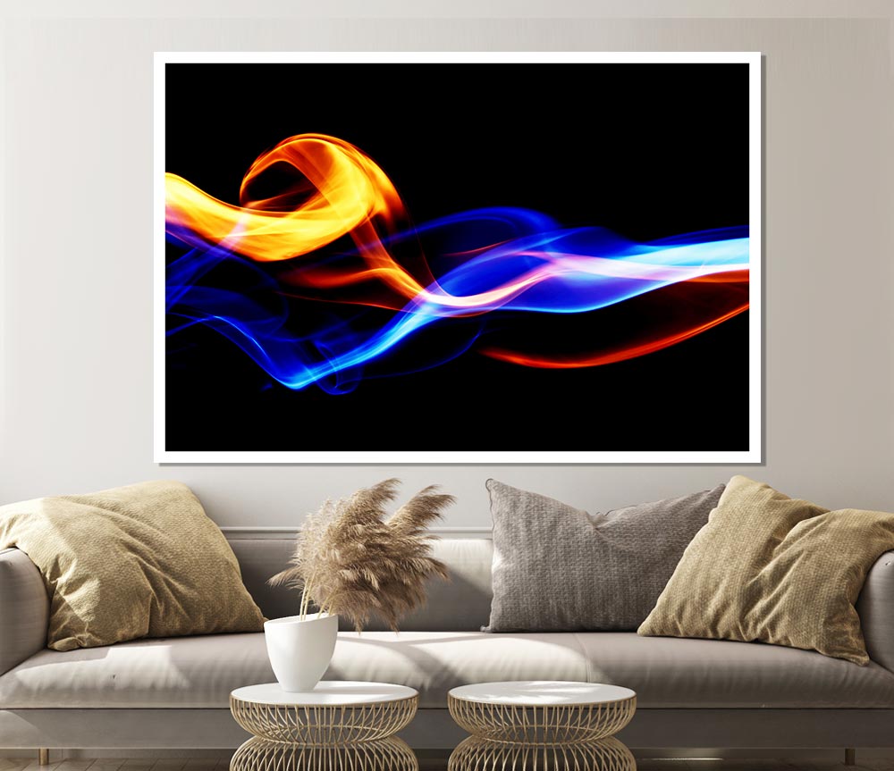 Flames Of Smoke Print Poster Wall Art