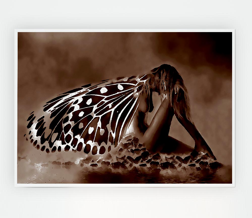 Chocolate Butterfly Landing Print Poster Wall Art