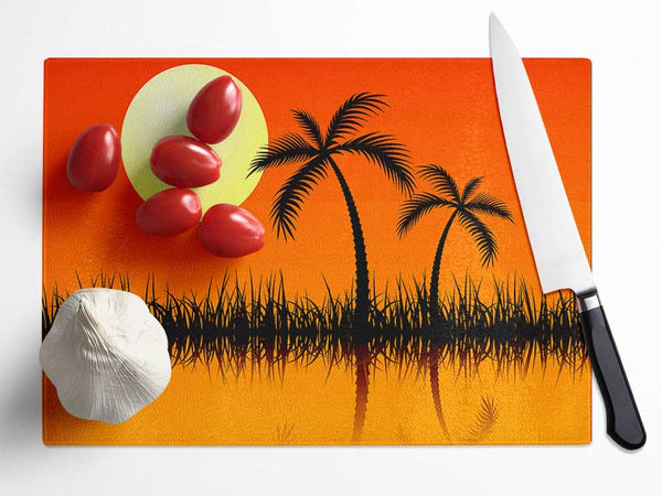 Palm Tree Bay Glass Chopping Board