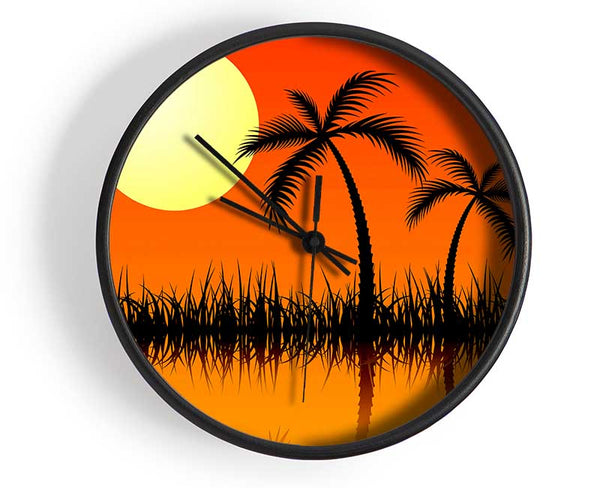 Palm Tree Bay Clock - Wallart-Direct UK